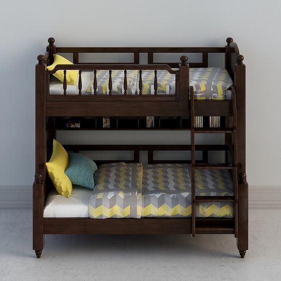 Vintage Double-Decker Bed 3D model