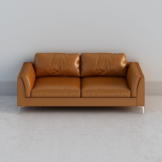 Modern Brown Leather Sofa 3D model for Creative Spaces
