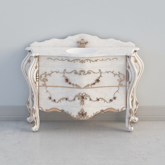 Vintage Baroque Bathroom Cabinet 3D model