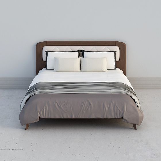 Elegant Low-Poly 3D Bed Model for Modern Interiors