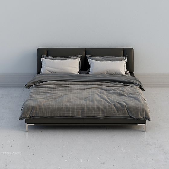 Minimalist 3D Bed Model for Modern Spaces