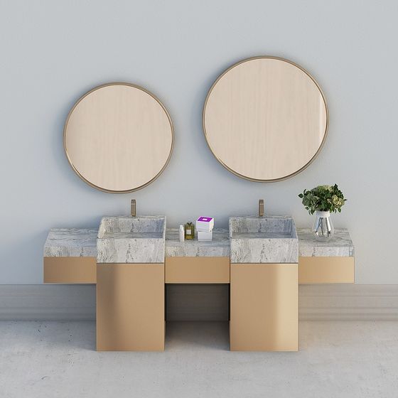 Double Vanity Bathroom Cabinet 3D Model