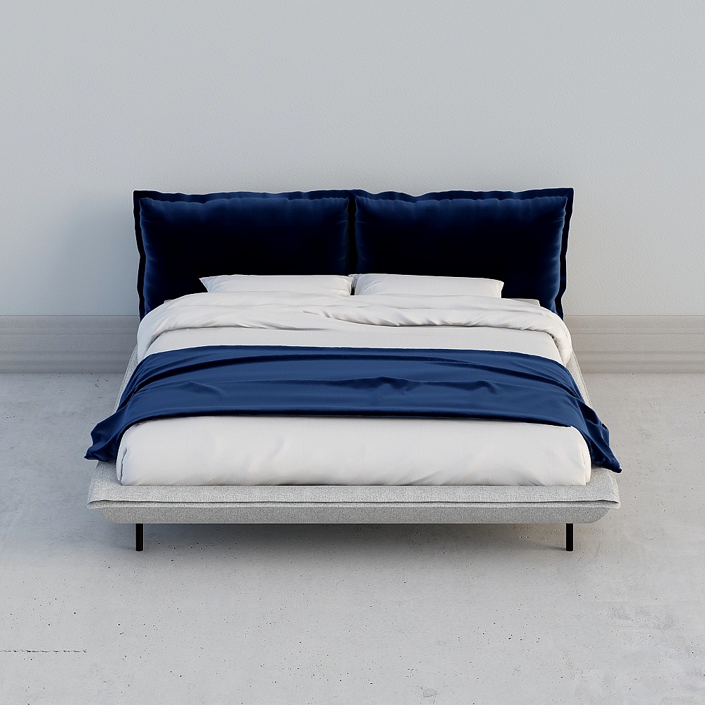 HY1812001 Soft Bed 1.8m dark blue velvet fabric