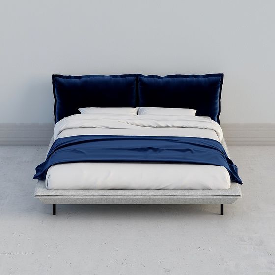 Elegant Low-Poly Bed 3D Model for Modern Aesthetics