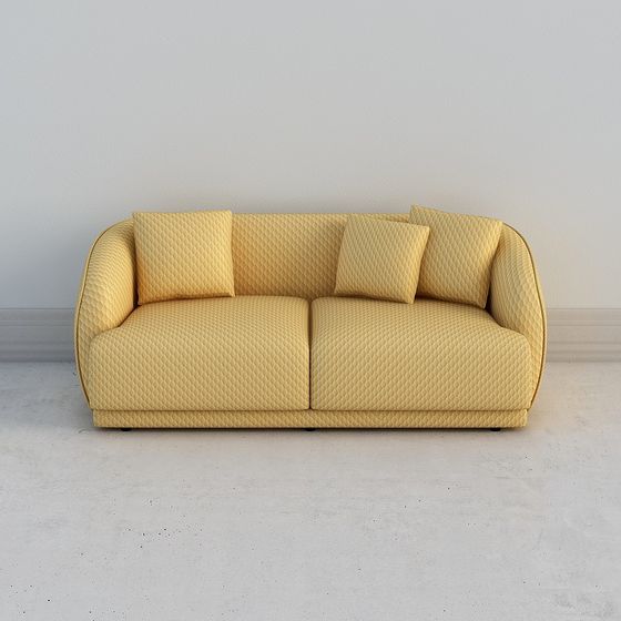 Sofá de tres plazas RDO-002D tela bordada amarillo té azúcar