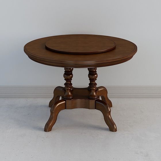 Elegant Vintage Round Table 3D model for Modern Settings