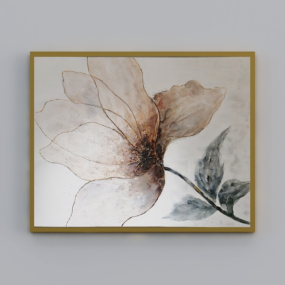 White gray and blue flower hanging painting