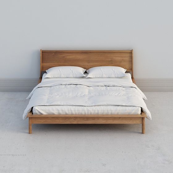 Low-Polygon Modern 3D Bed Frame Model