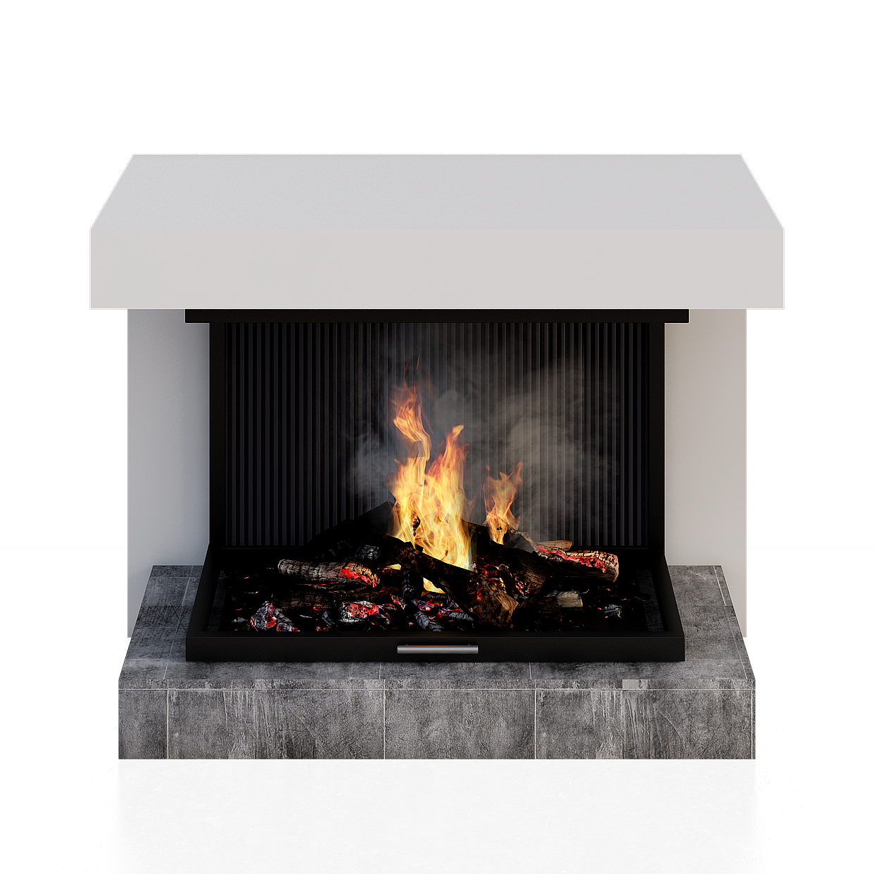 Urban Fireplace 3D Model – Industrial Black Metal Design