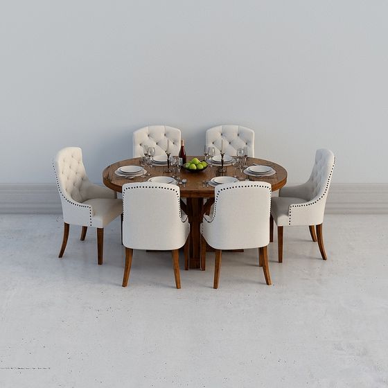 Elegant Round Dining Table 3D model