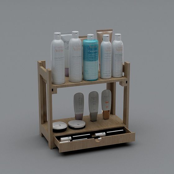 Elegant Wooden Cosmetic Storage Rack 3D model