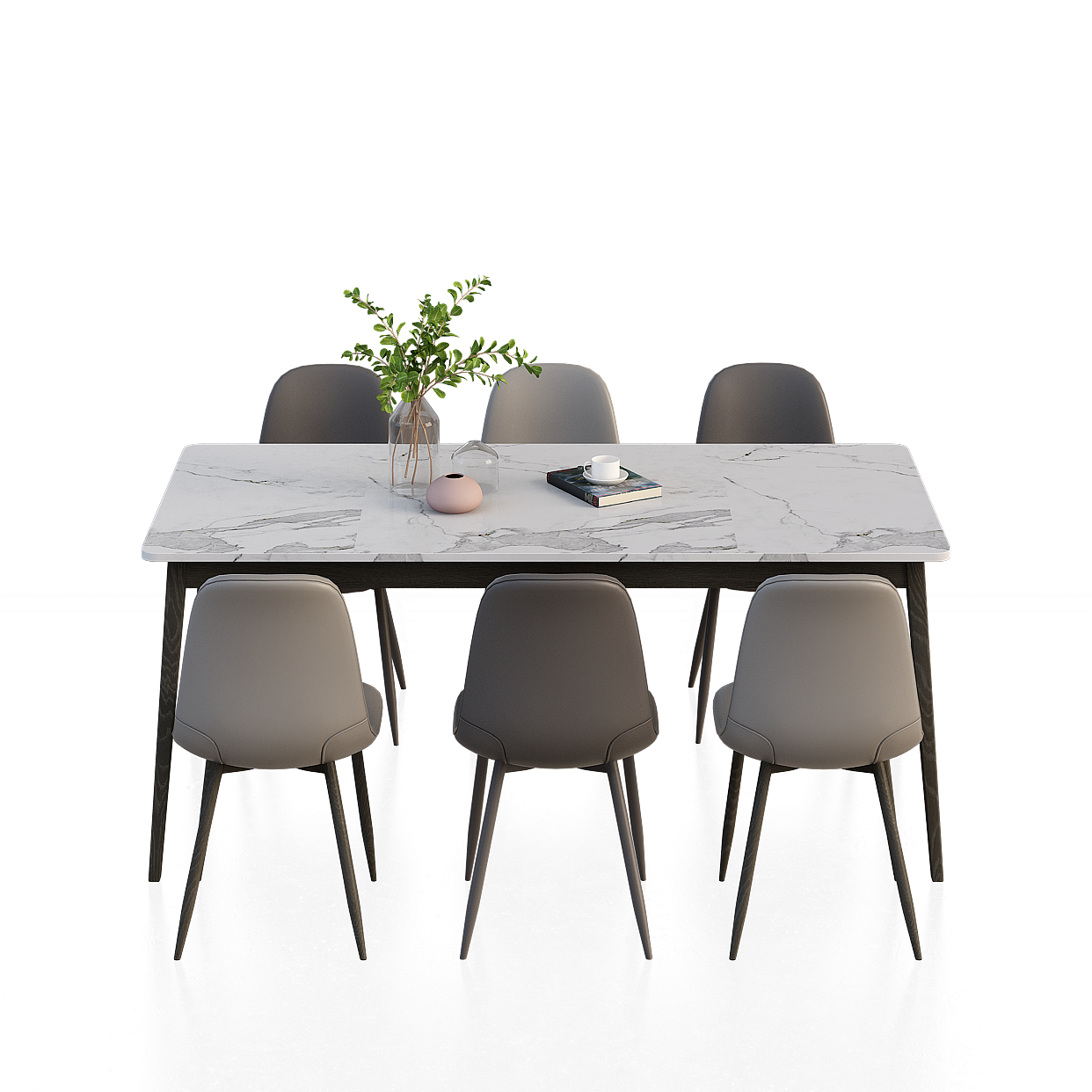 Modern Dining Sets Gray – Minimalist Interior 3D Model