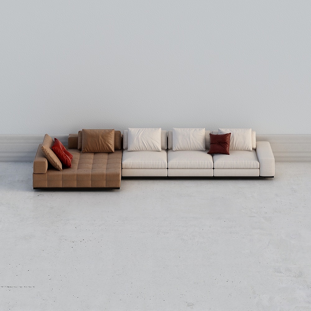 Stylish Low-Polygon Sofa 3D model for Modern Spaces