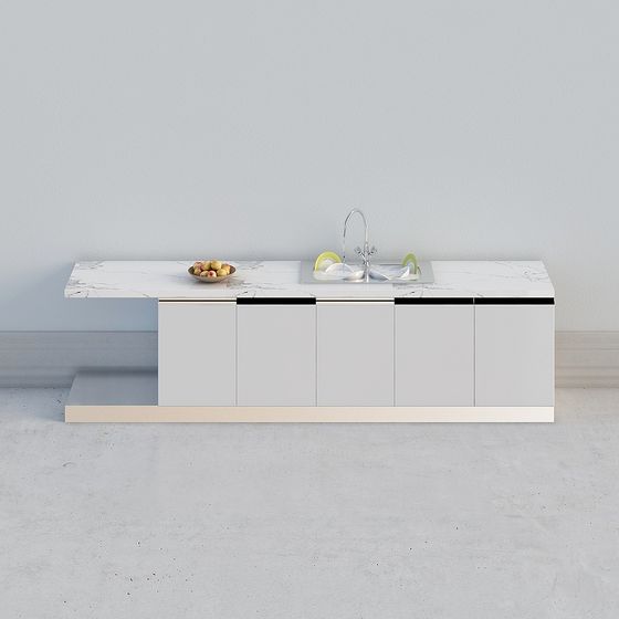 Stylish Kitchen Island 3D model for Contemporary Homes