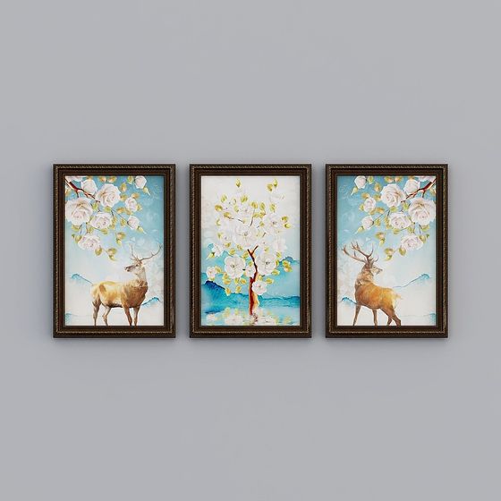 キバキ 洋画 リビング 縦彫り ブラウン 72x102cm ヨーロッパ鹿 emhxd-e-10