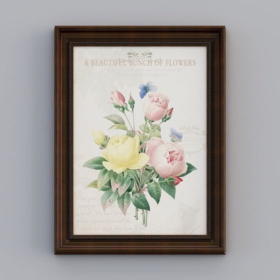 Vintage Floral Picture Frame 3D model