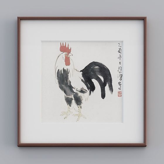 Ink Wash Rooster 3D Model