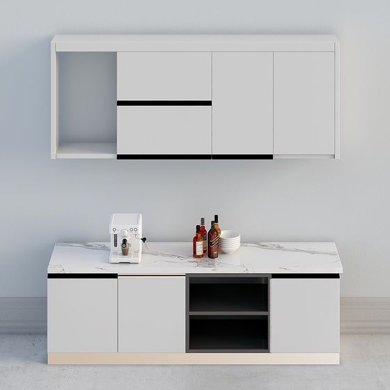 Stylish Black Gubei Road Kitchen Cabinet 3D Model for Modern Kitchens