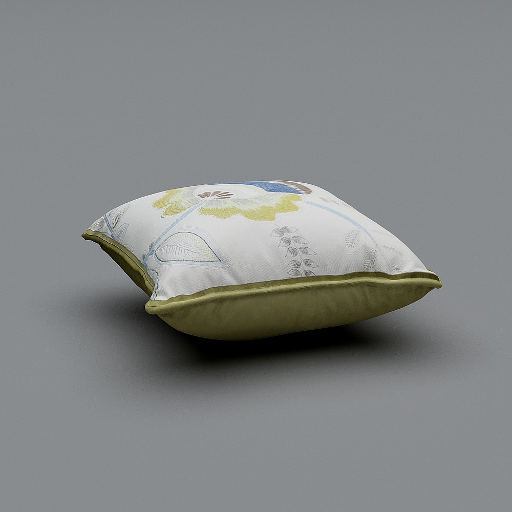 Elegant Floral Throw Pillow 3D model