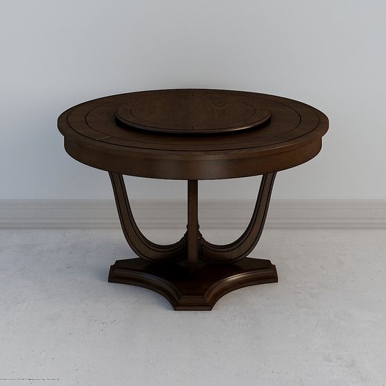 Elegant Low-Poly Round Table 3D Model – Brown Wood Texture