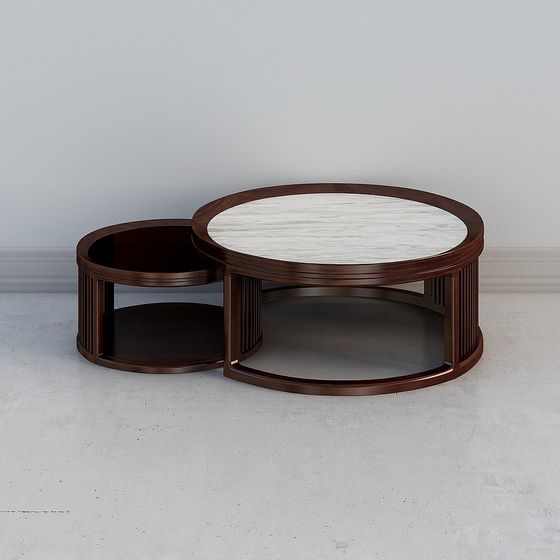 Elegant Round Double-Layer Coffee Table 3D model