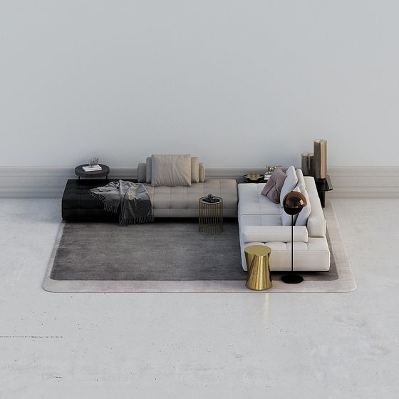 Urban Living Room 3D model in Modern Minimalist Aesthetic