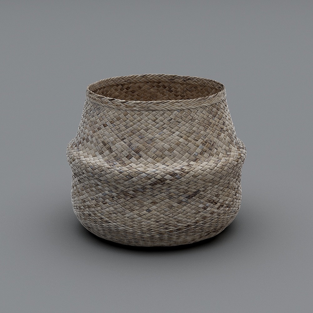 Rustic Handcrafted Basket 3D model
