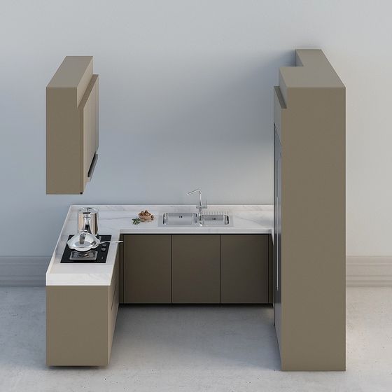 Modern Low-Poly Kitchen 3D model Design