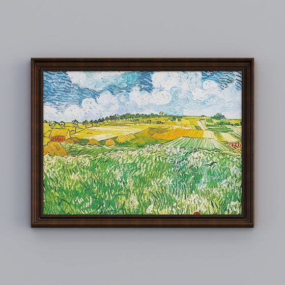 Wheat Field with Cypresses 3D model