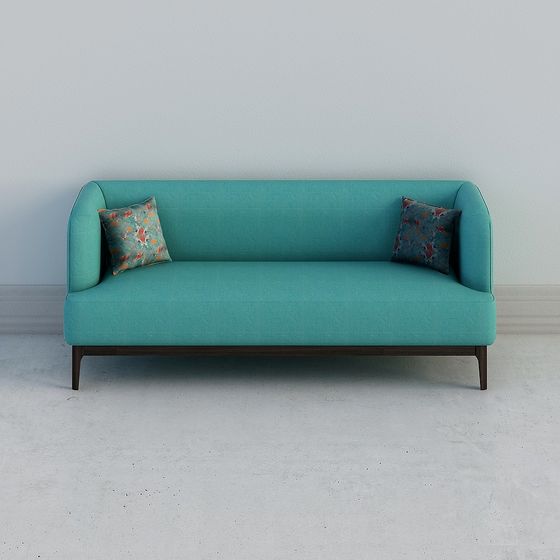 Vibrant Low-Poly Green Sofa 3D model