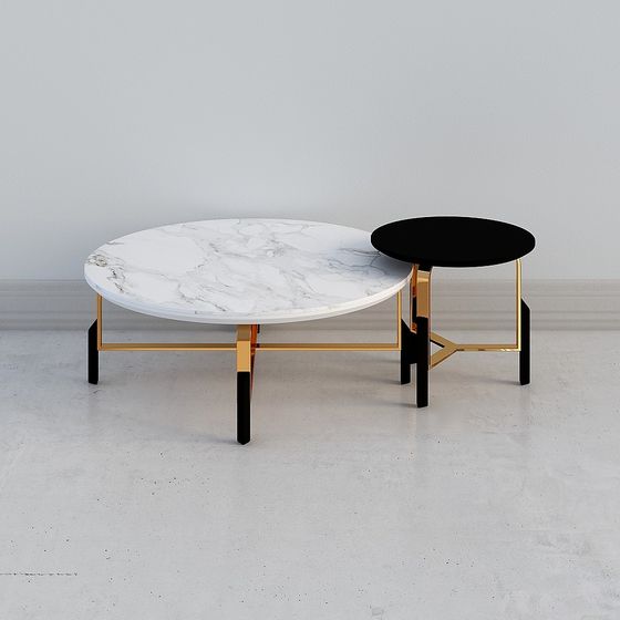 Marble Round Table and Side Table Set 3D model