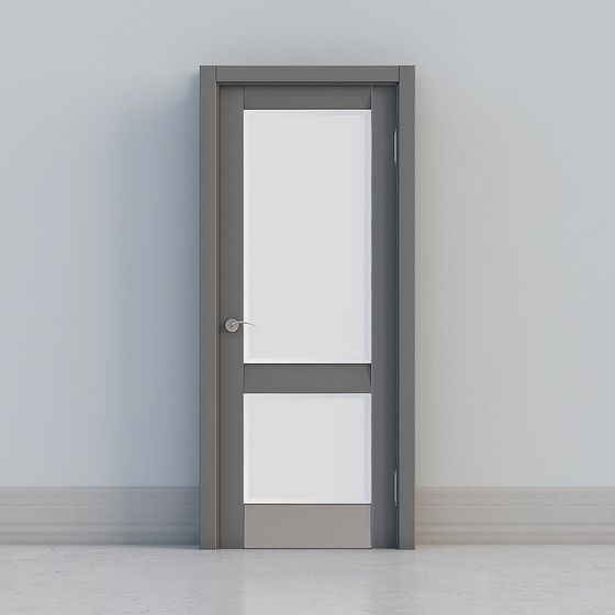 Minimalist Grey and White Glass Door 3D model
