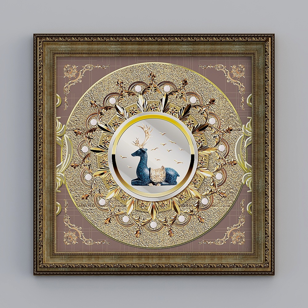 Kibaki American bedroom square carved copper frame 72.3x72.3cm pattern emln-e-5 emln-e-5-5-60x60