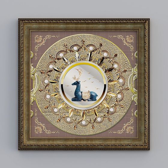 Royal Deer Pattern Plate 3D model for Creative Projects