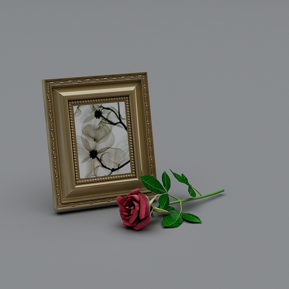 Vintage Frame with Roses 3D model