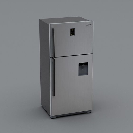 Sleek Stainless Steel Refrigerator 3D model