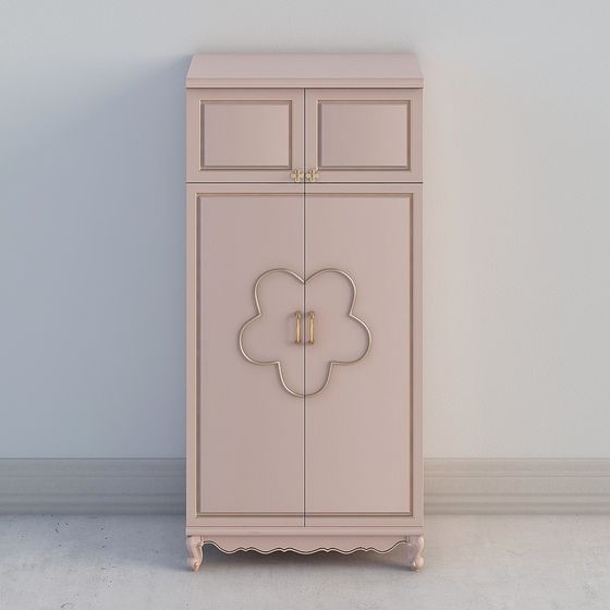Stylish Pink Wardrobe 3D model for Contemporary Spaces