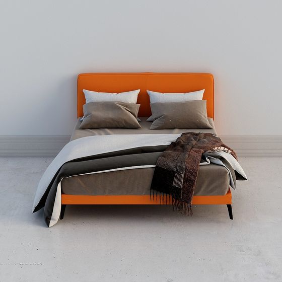 Elegant Low-Polygon Bed Frame 3D model