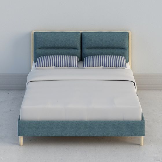 Stylish Low-Poly Bed 3D model for Cozy Spaces