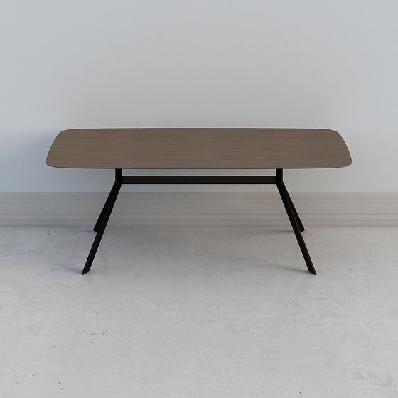 Streamlined Table Streamlined Dining Table 3D Model – Low Poly Wood Design