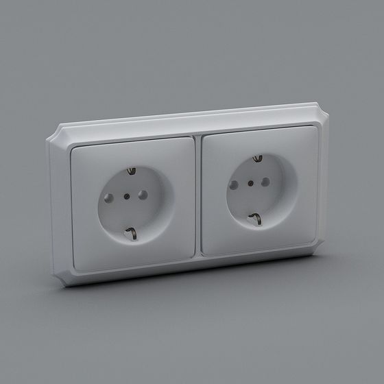 Minimalistic Dual Socket 3D model for Interiors