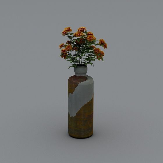 Elegant Vintage Vase with Roses 3D model