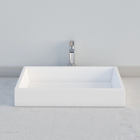 Minimalist Square Basin 3D model for Interior Design