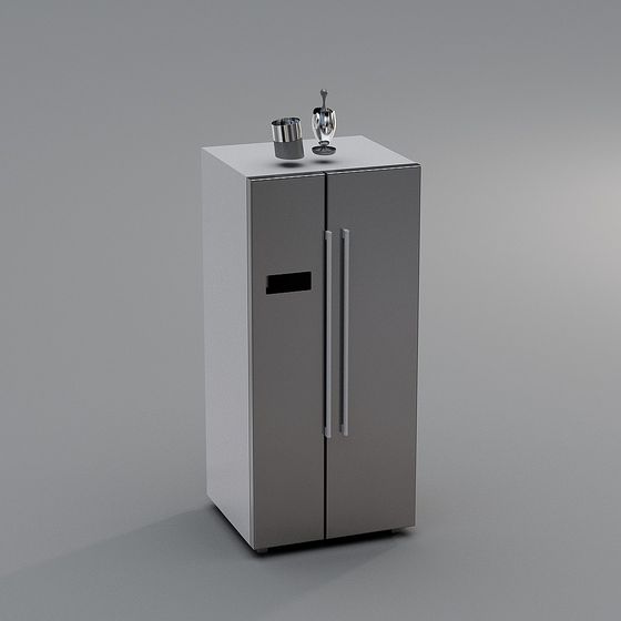 Minimalist Stainless Steel Refrigerator 3D model