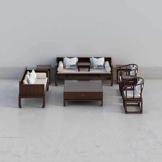 Elegant Chinese Living Room Furniture 3D model