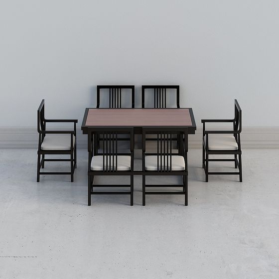 Urban Dining Table and Chair Set 3D model