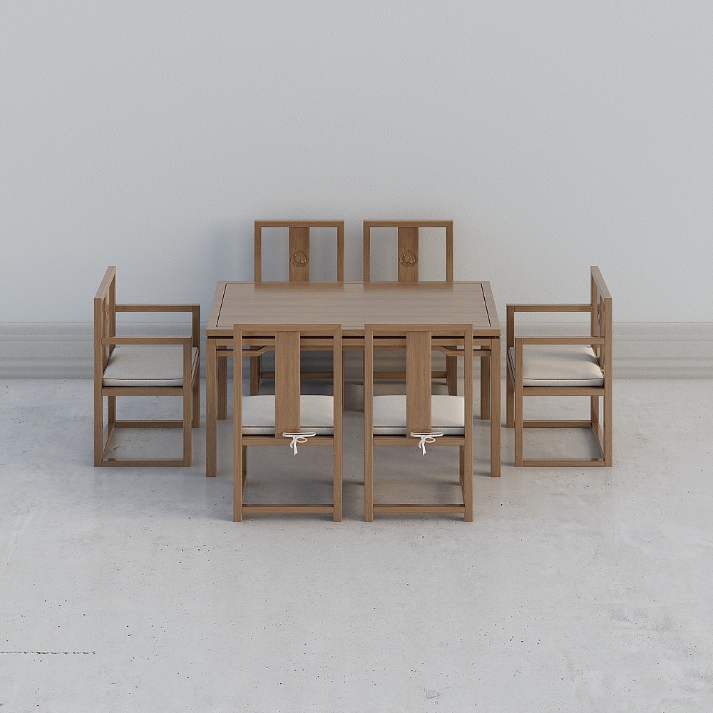 Modern Minimalist Dining Table and Chair Set 3D model