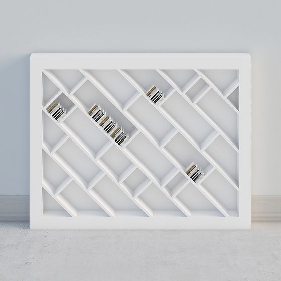 Modern Minimalist Geometric Bookshelf 3D model