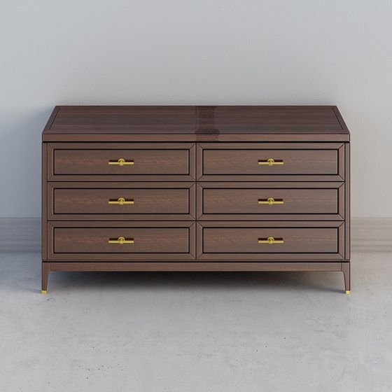 Elegant 6-Drawer Cabinet 3D model