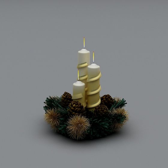 Charming Low-Poly Christmas Candle Holder 3D model